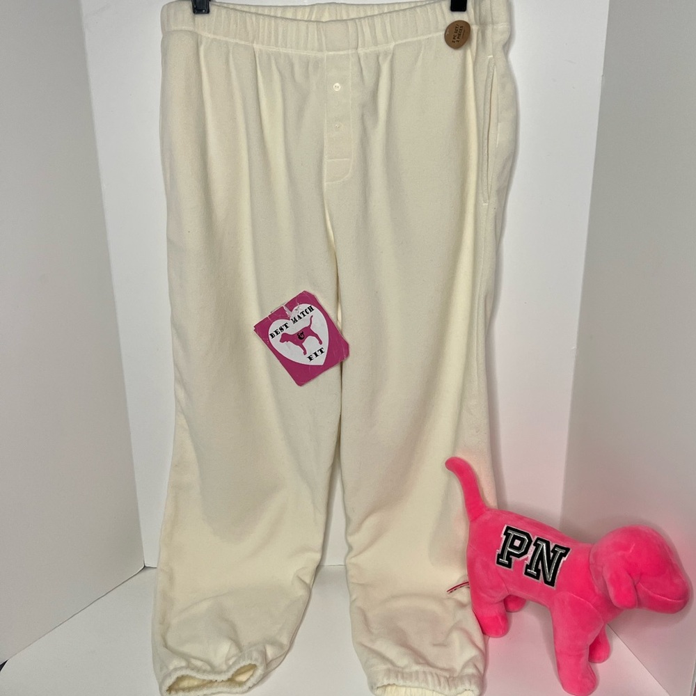 Victoria’s Secret PINK L XL XXL Fleece Pajama Pants Skinny Jogger Sweatpants - Picture 1 of 2